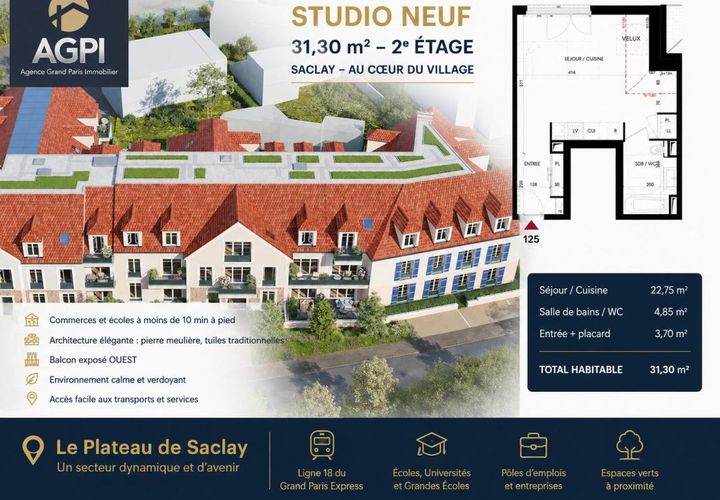 Studio i Saclay, Essonne, Saclay - € 224 000 | Ref: VA2328-TEMPORELLI91400 - foto 1